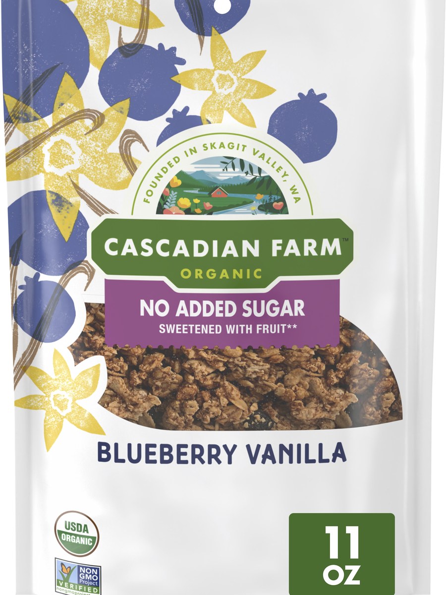 Cascadian Farm Blueberry Vanilla No Sugar Added Granola box